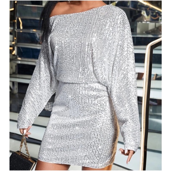 Sequin One Shoulder Evening Holiday Party Sexy Dress - Picture 3 of 13